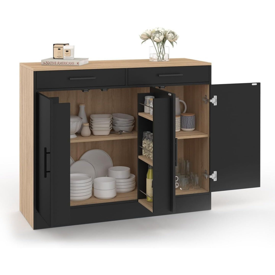 Le charme du rangement avec ce commode avec tiroirs, aux lignes contemporaines, coloris blanc