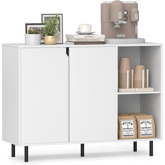 Pour un interieur harmonieux, buffet avec tiroirs, avec portes en finition noir et chene