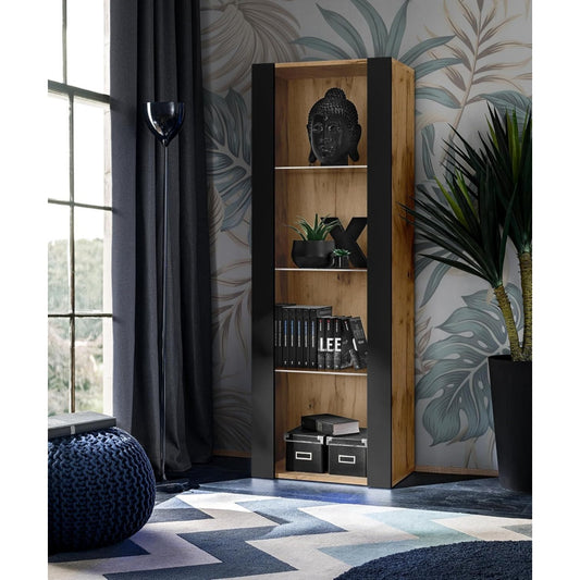 Un espace mieux organise grace a ce commode avec tiroirs, avec etageres, finition blanc et chene
