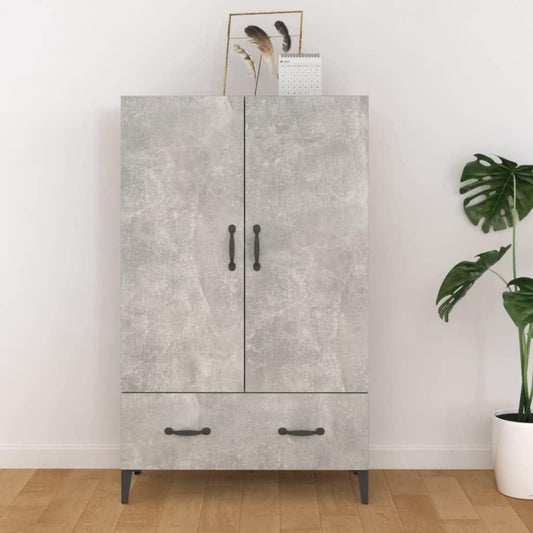 Un espace mieux organise grace a ce commode avec tiroirs, avec portes, finition gris et bois naturel