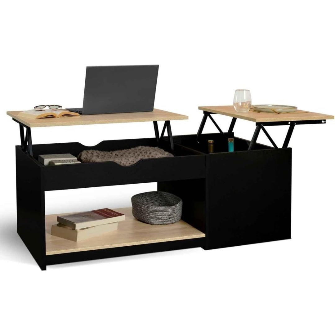 Le charme du rangement avec ce table aux accents metalliques, coloris anthracite
