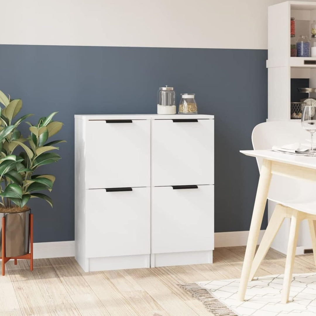 Le charme du rangement avec ce buffet avec portes, a l'aspect bois, coloris noir et bois naturel
