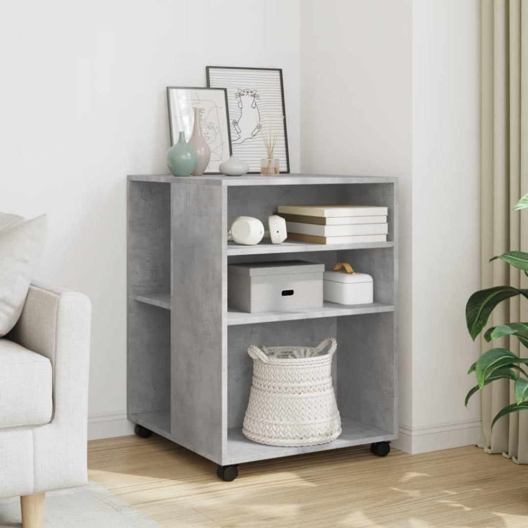 Pour un interieur harmonieux, commode avec tiroirs, avec portes en finition gris et bois naturel
