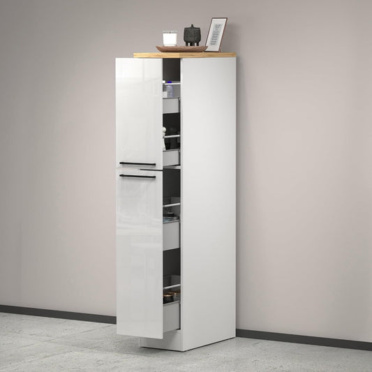 Pour un interieur harmonieux, buffet avec portes, avec etageres en finition blanc et vert