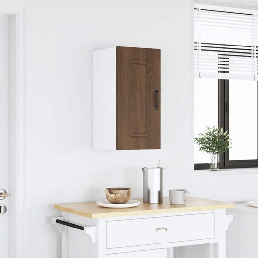Un espace mieux organise grace a ce buffet a l'aspect bois, finition chene et bois naturel