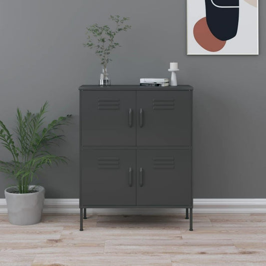 Pour un interieur harmonieux, buffet avec tiroirs, avec portes en finition noir et bois naturel
