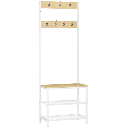 Un espace mieux organise grace a ce buffet avec tiroirs, avec portes, finition blanc et chene