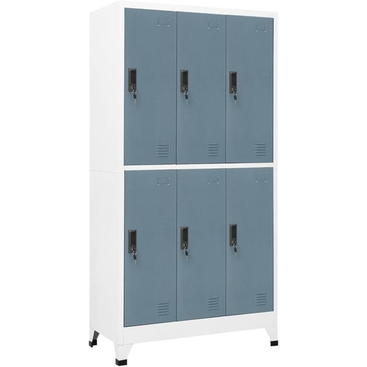 Une silhouette equilibree pour ce armoire avec portes, au style industriel, teinte gris